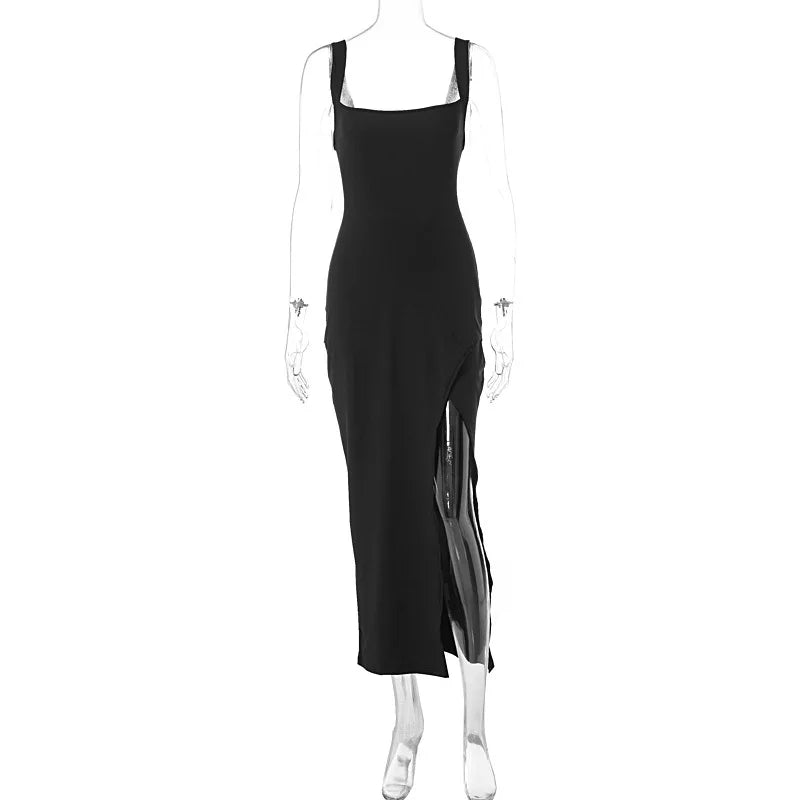 Maxi dress with back tie and slit decoration - Penelope