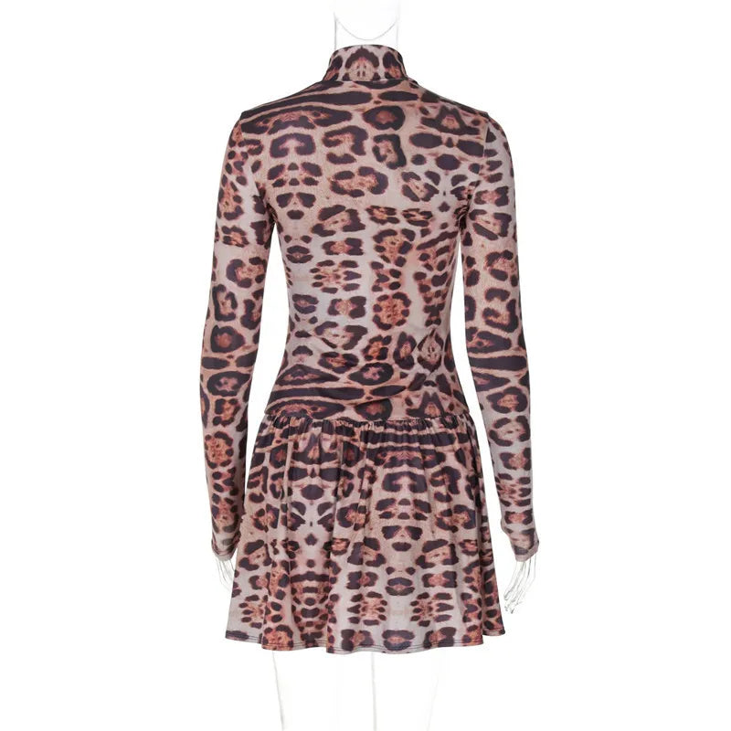 Leopard print ruffled mini dress - Sisi
