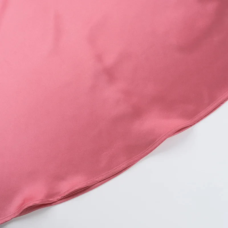 Maxi Strapless Satin Dress with Pleated Design - Rosa