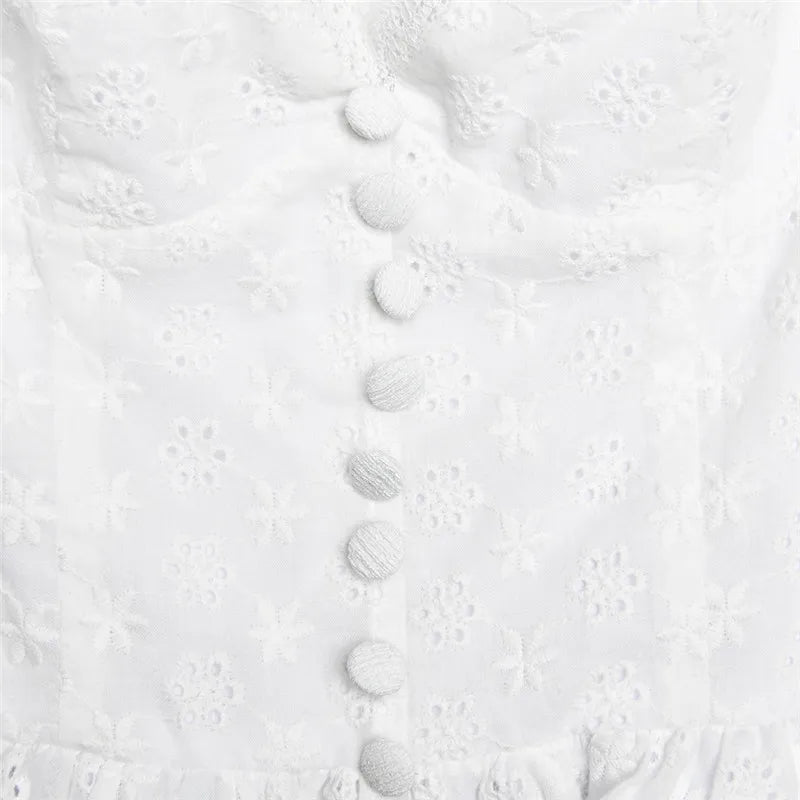 Country-style A-line mini dress with floral embroidery - Amanda