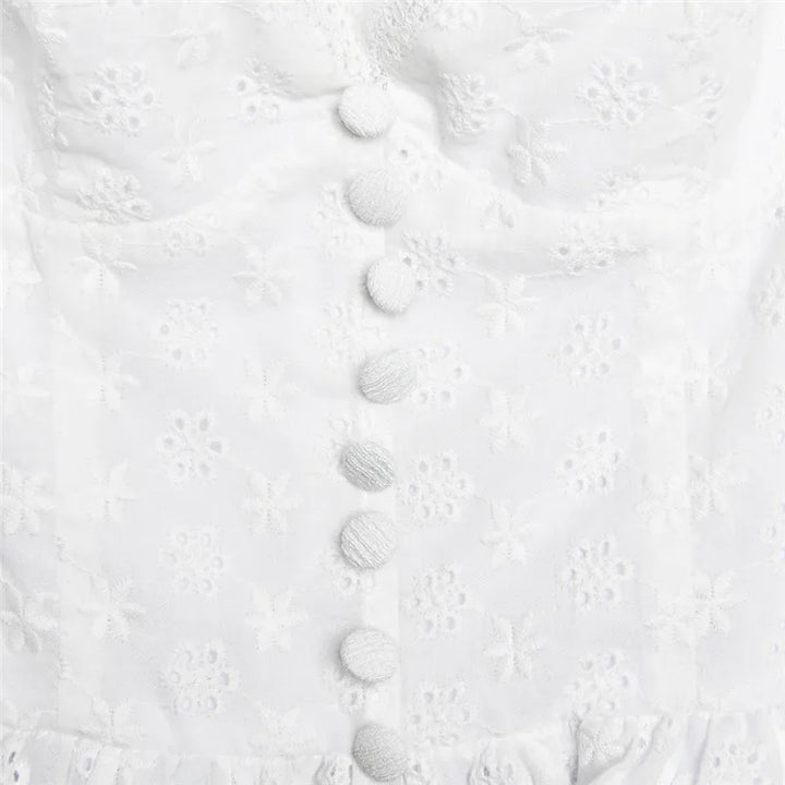 Country-style A-line mini dress with floral embroidery - Amanda