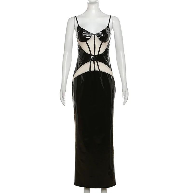 Maxi Leather Dress with Special Design - Michelle