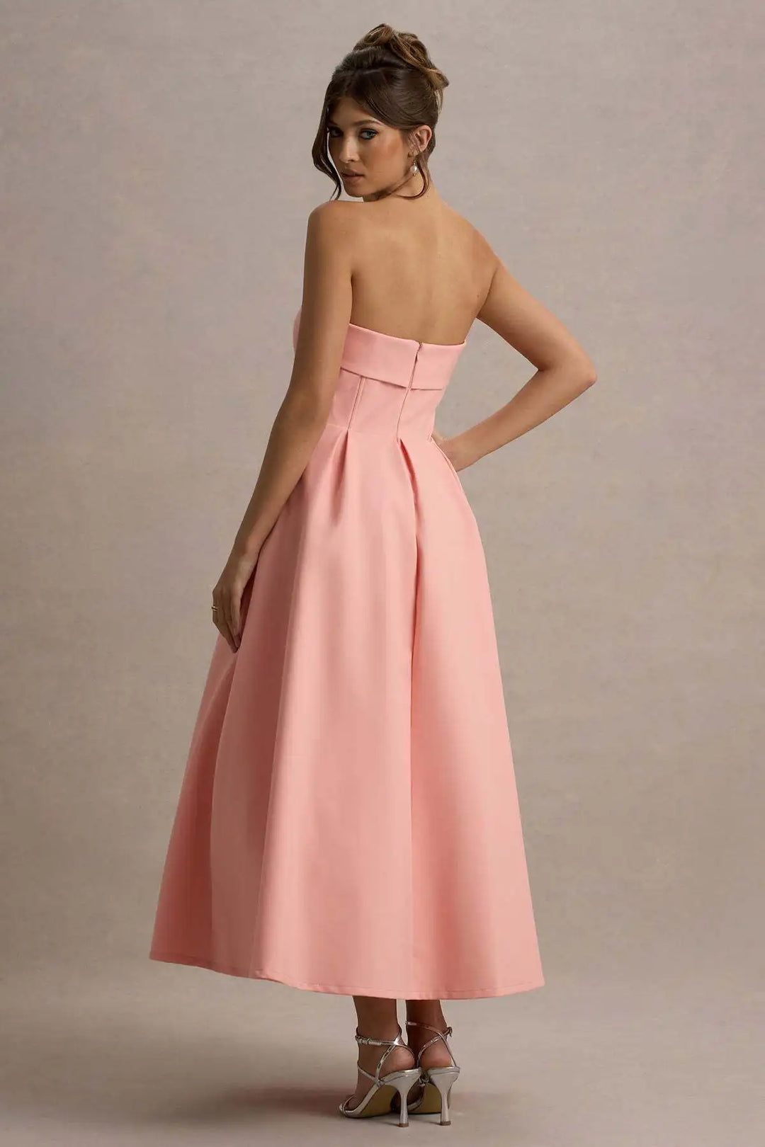 Elegant strapless midi dress - Sandra