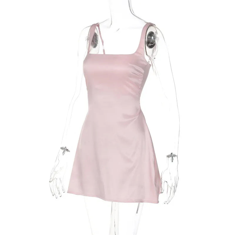 A-Line Satin Mini Dress - Lilan