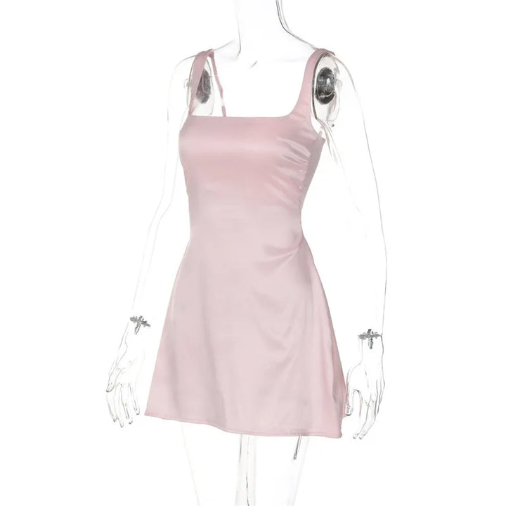 A-Line Satin Mini Dress - Lilan