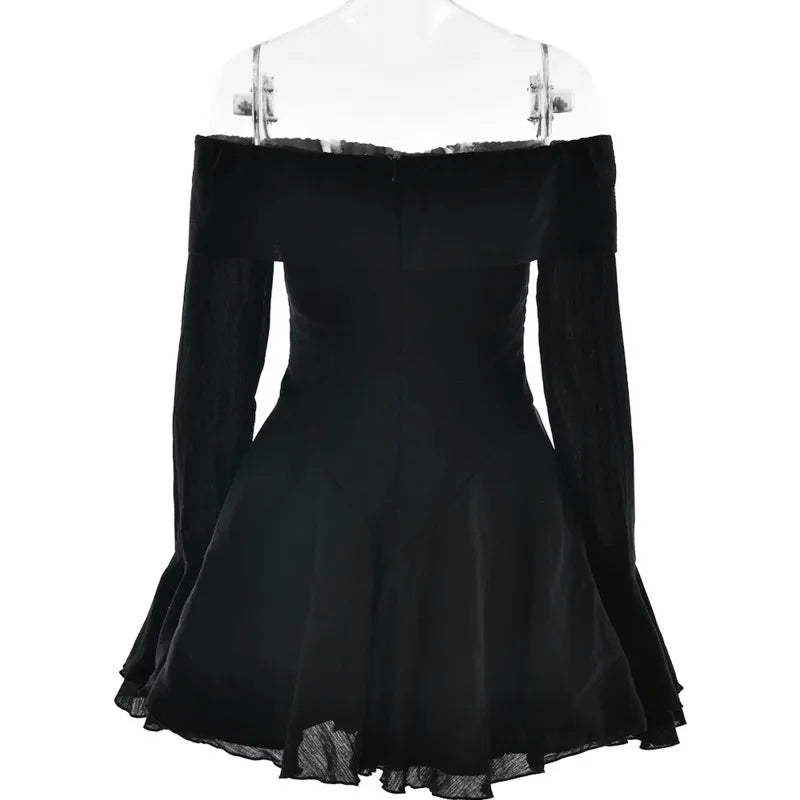 A-line Chiffon Mini Dress with Off-Shoulder - Lilyana
