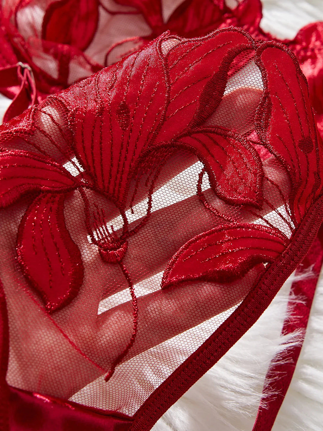 Sheer Set with Leaf Embroidery - Molly