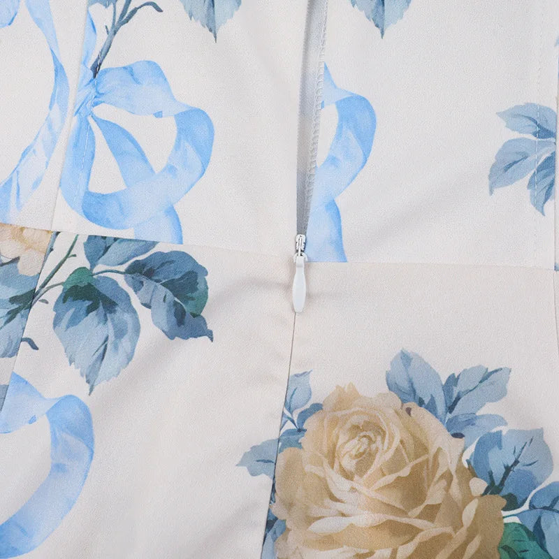 Elegant floral print midi A-line dress - Florine