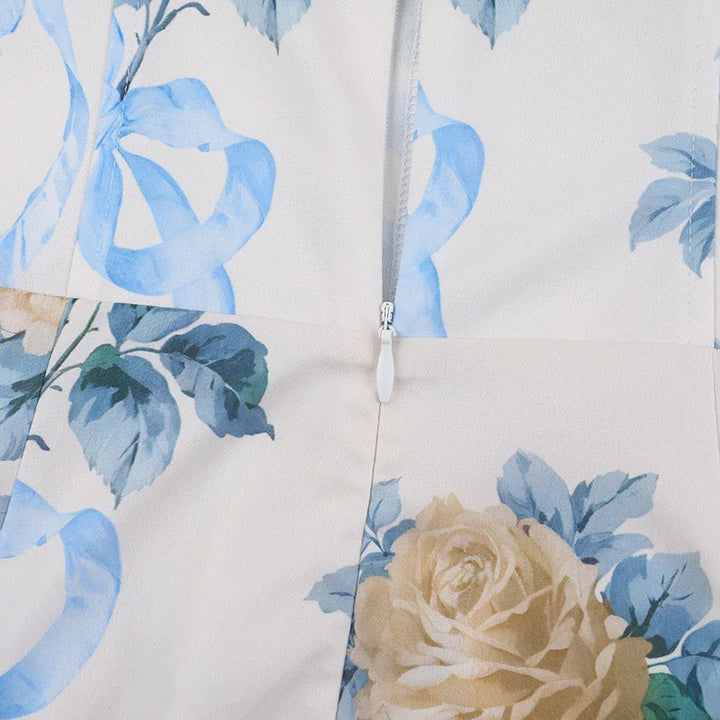 Elegant floral print midi A-line dress - Florine