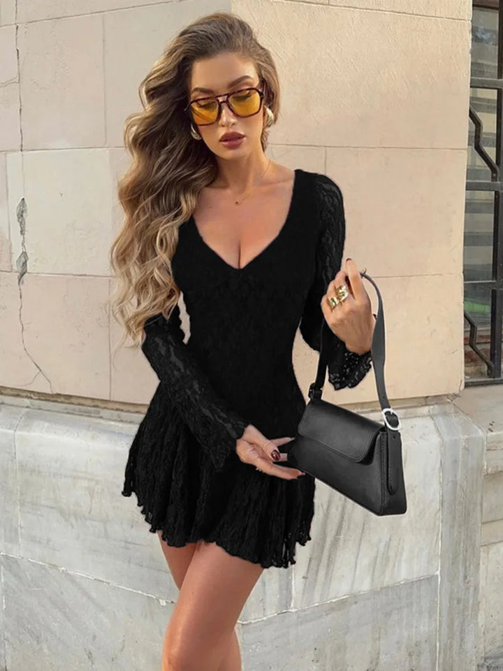 Ruffled Lace Mini Dress - Galina