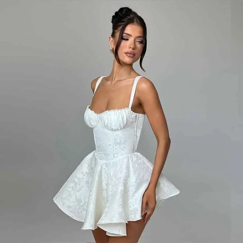 Mini Dress with Floral Embroidery and Lace Detail - Blanca