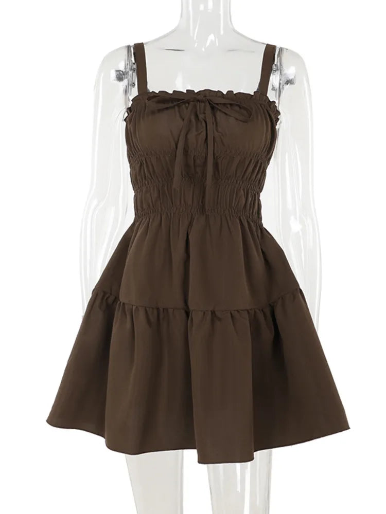 A-line ruffle mini dress, country style - Tiran