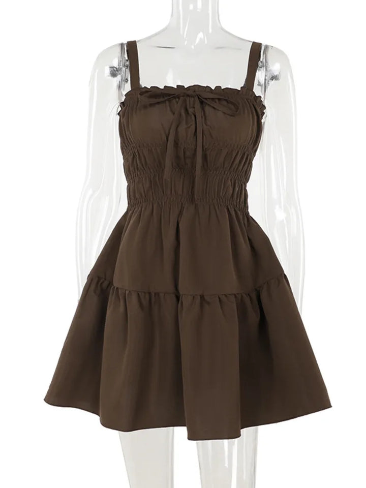 A-line ruffle mini dress, country style - Tiran