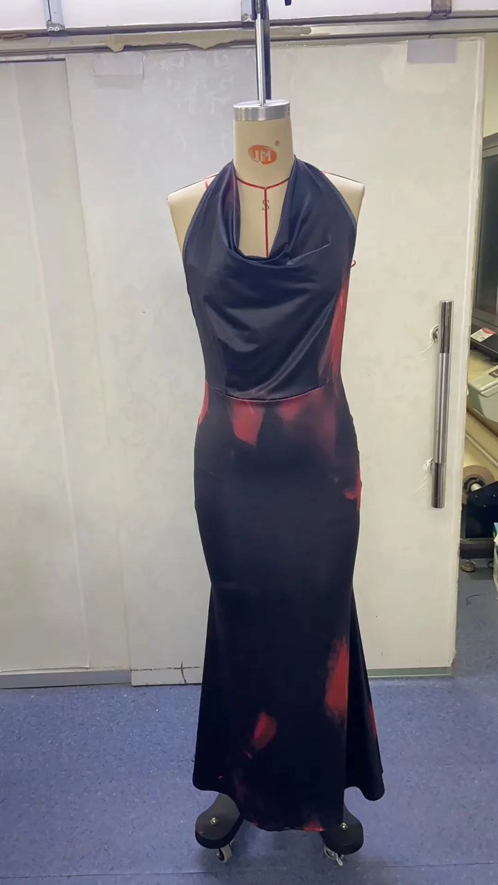 Maxi Dress with Dropped Collar and Open Back - Azariah