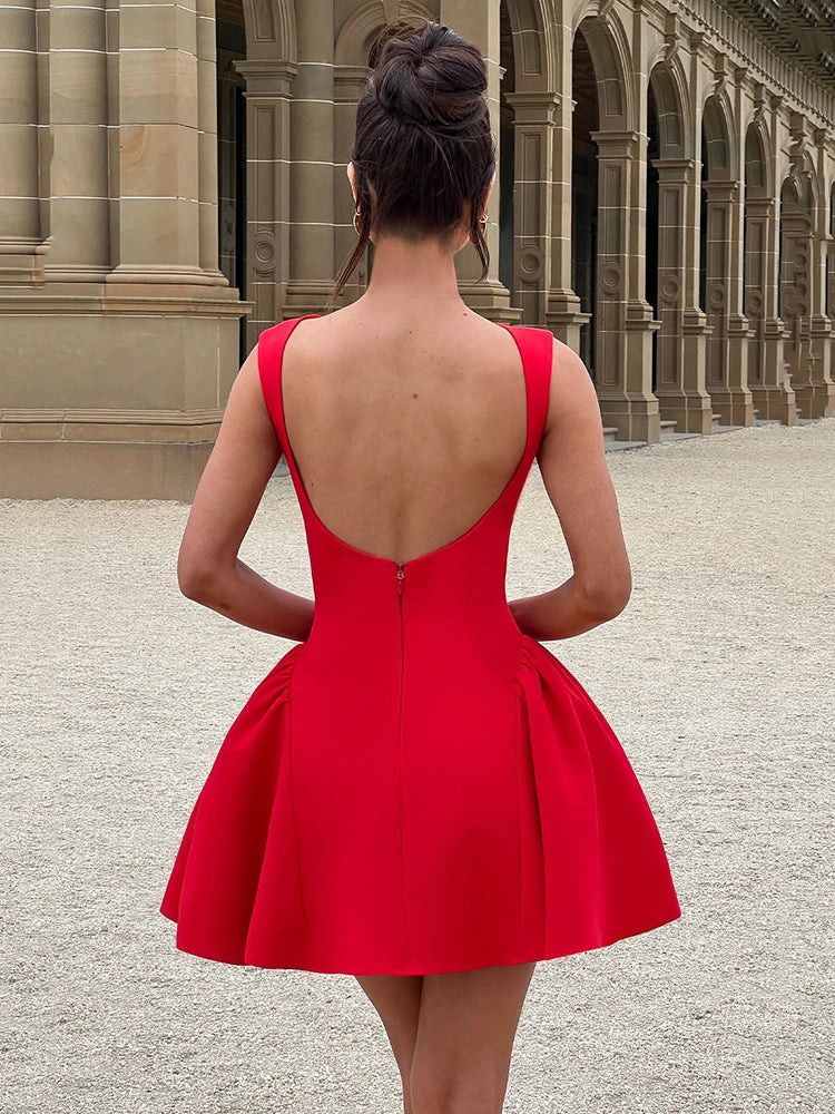 A-Line Mini Dress with Open Back - Mali
