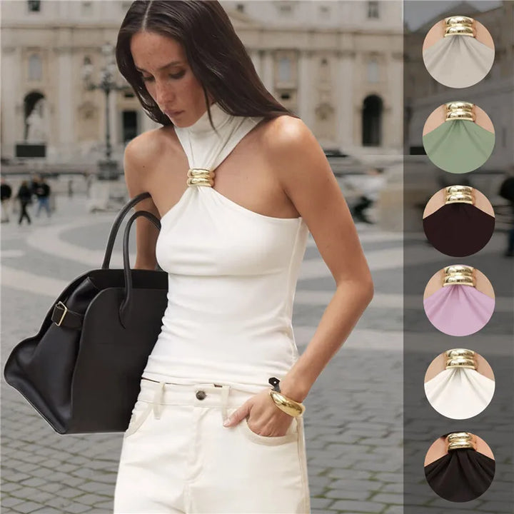 Golf-style tank top with buckle decoration - Moya