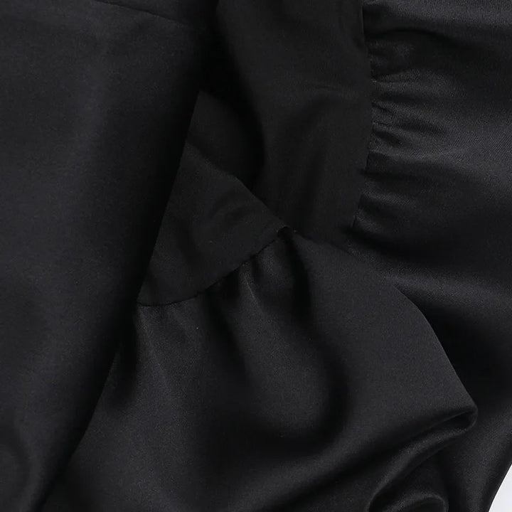 Strapless Satin Mini Dress with Balloon Ruching Design - BELLEN