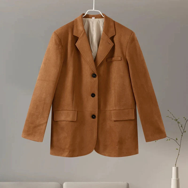 Suede Jacket with Button Details - Jale