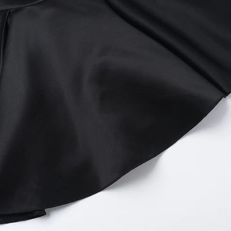 Fitted satin mini dress with waist detail in A-line shape - Dulce