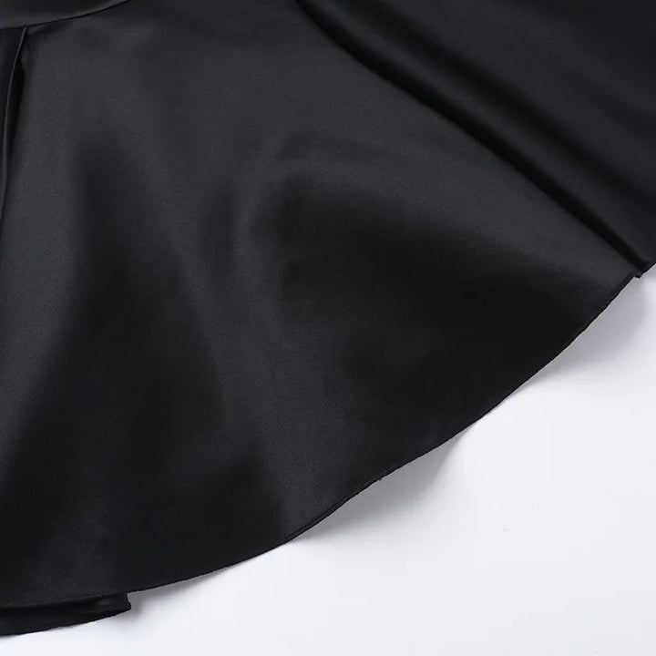 Fitted satin mini dress with waist detail in A-line shape - Dulce