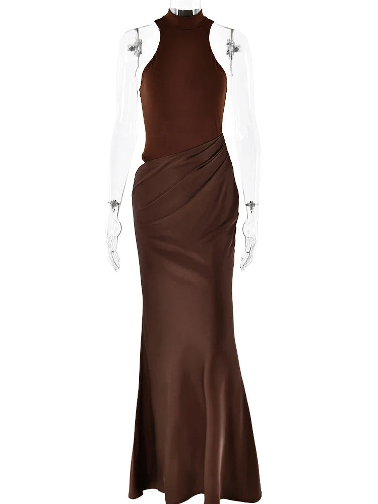 Maxi Dress with Fitted Bodysuit and Satin Skirt - Maris