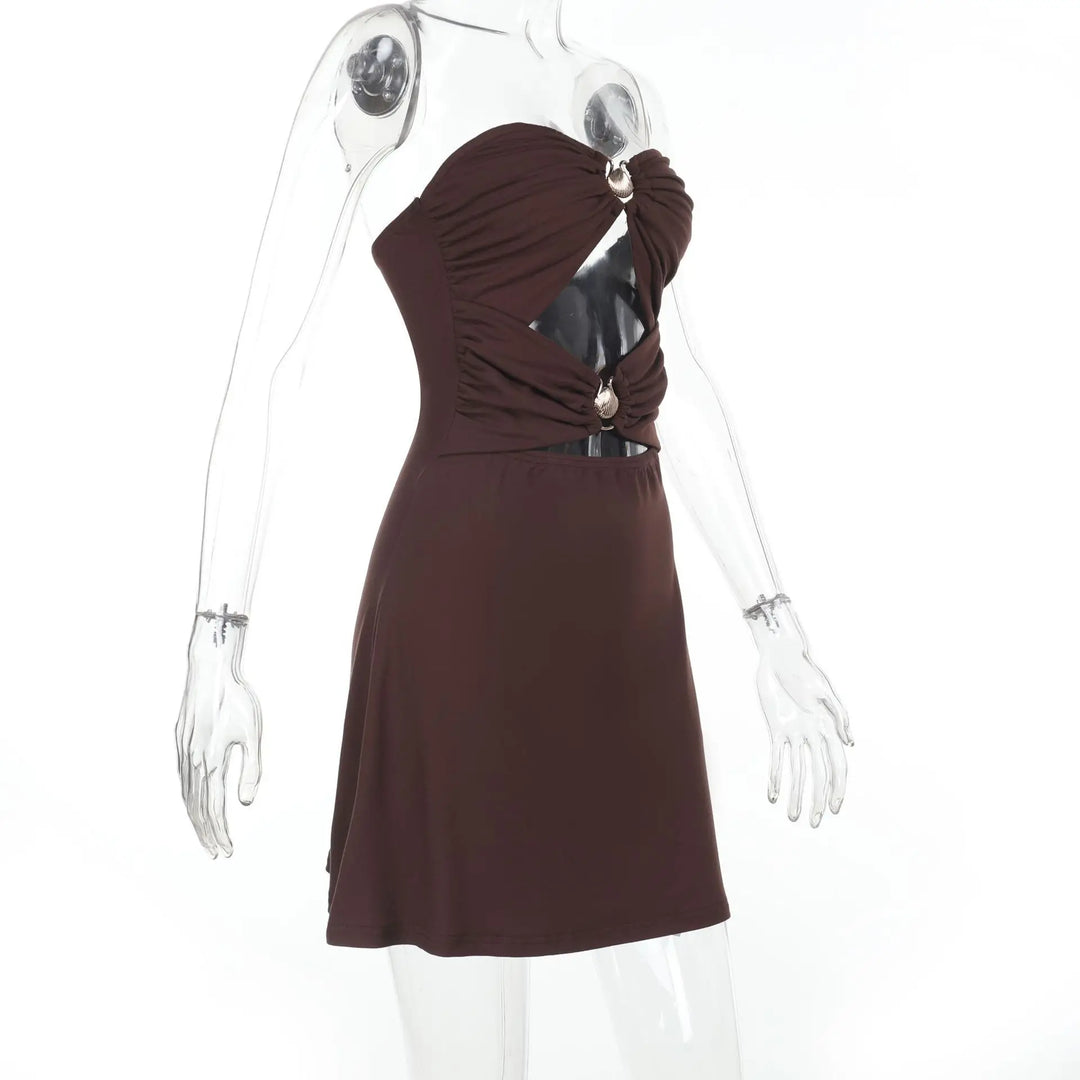 Summer strapless mini dress with shell buckle detail - Playa