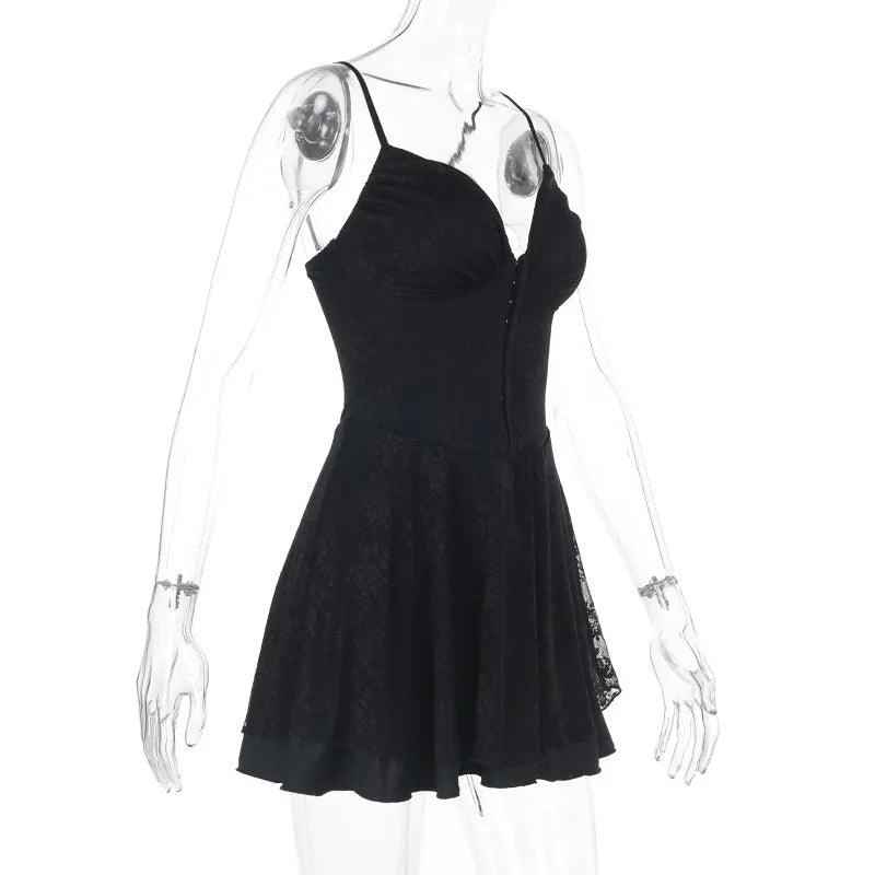 A-line Lace Mini Dress with Pin Closure - Amaris