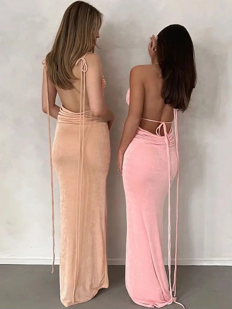 Elegant maxi dress with open back - Nicola