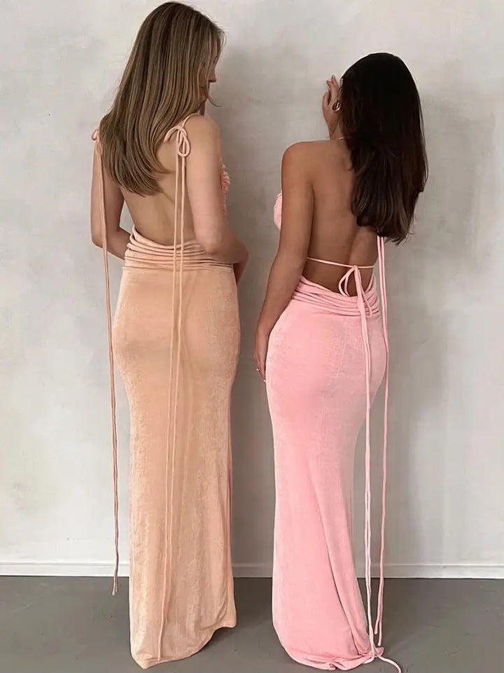 Elegant maxi dress with open back - Nicola