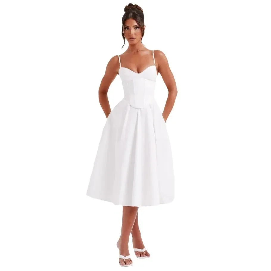 Midi Dress with A-Line and Classic Design - Nataly
