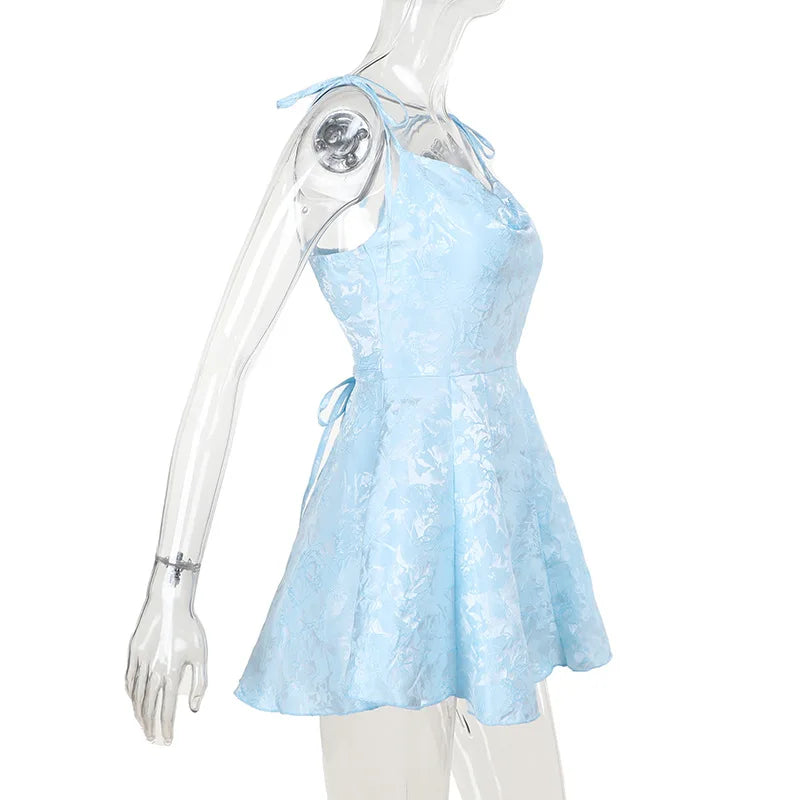 A-line mini dress with tie straps and floral embroidery detail - Marisol