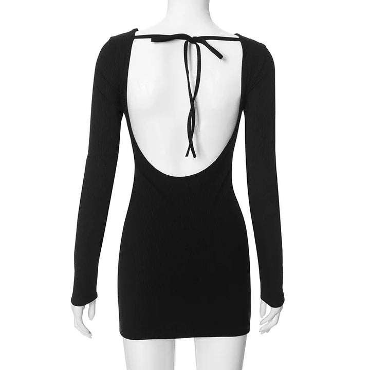 Knitted Mini Dress with Open Back - Patricia