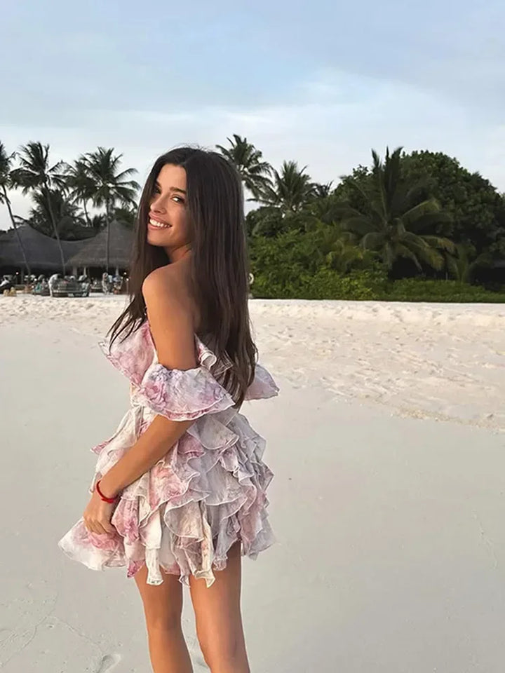 Floral Off-Shoulder Ruffled Mini Dress - Lisa
