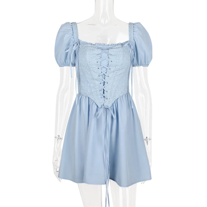 Country-style mini dress with corset design - Techelet