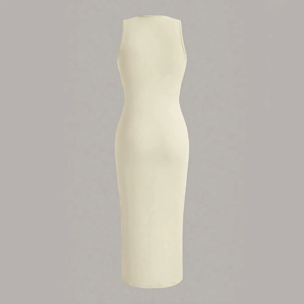 Fitted midi dress with shaping fabric - Novah