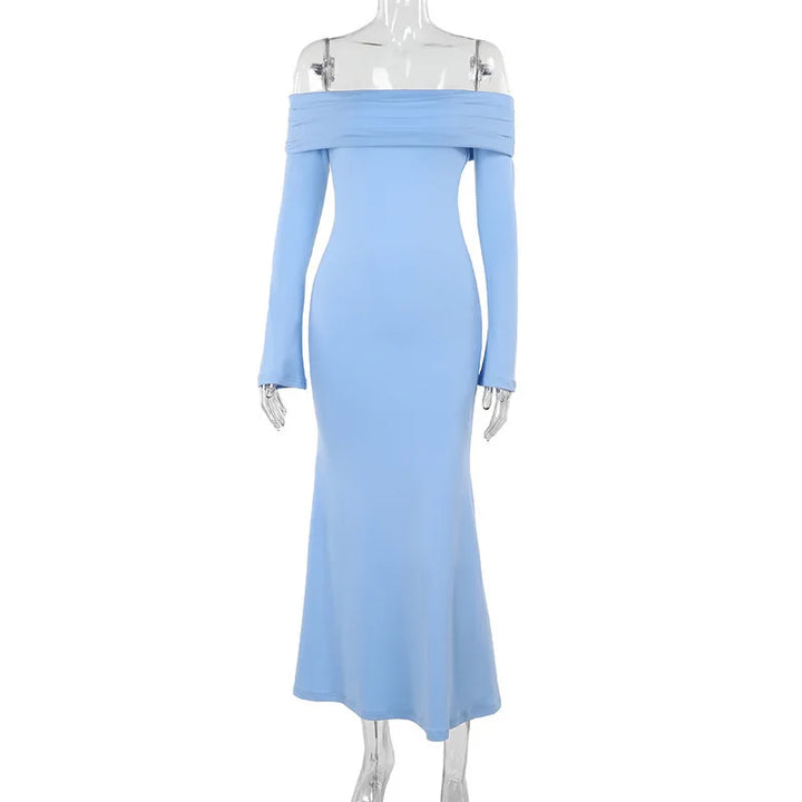 Off-Shoulder Maxi Dress with Open Back - GIZEL