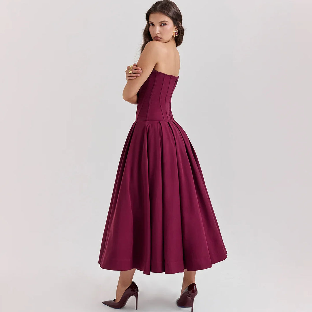 Strapless Midi Dress with Pockets - Fanny