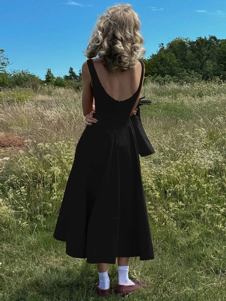 Midi open back dress in A-line cut - Heidi