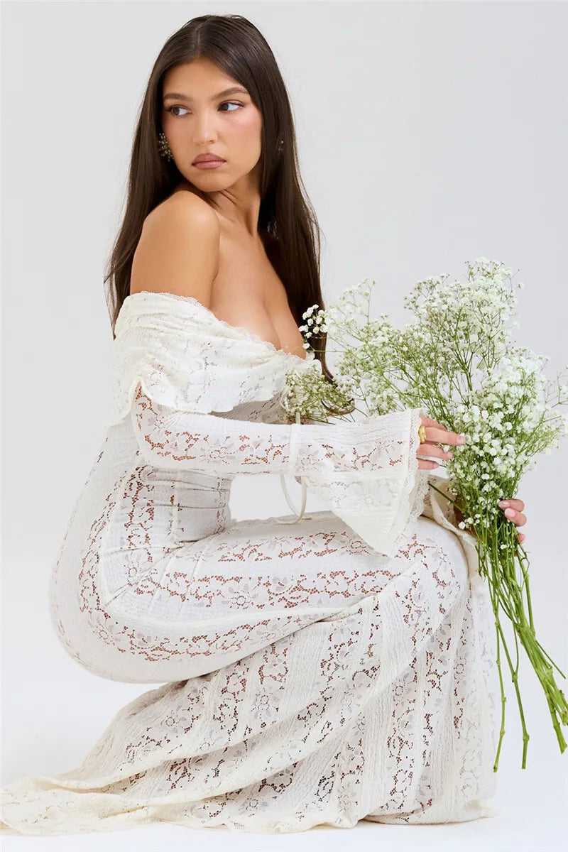 Off-shoulder lace maxi dress - Jane