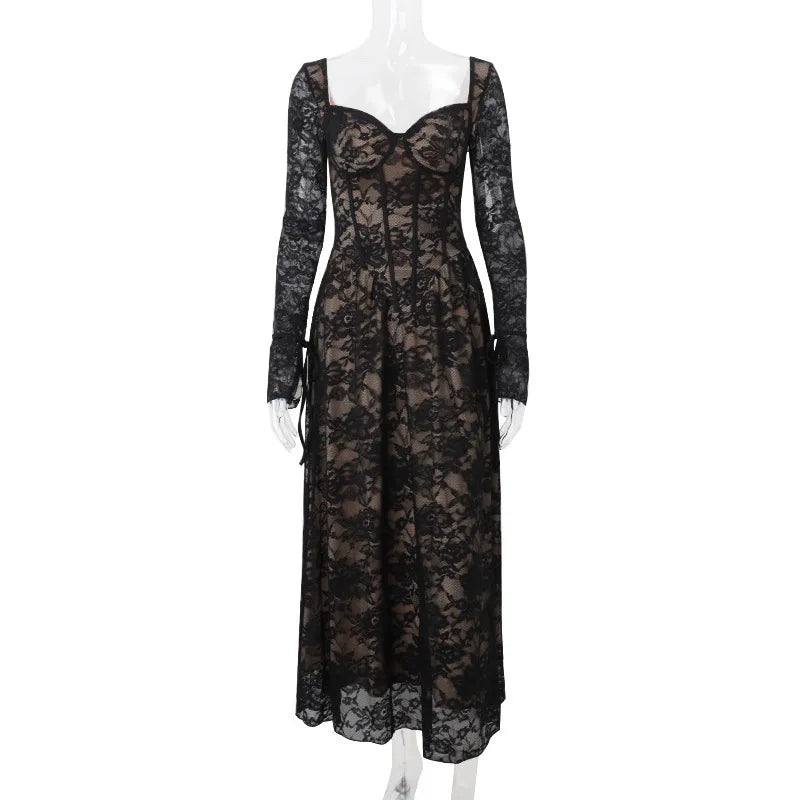 Lace maxi dress with corset design - Nuriel