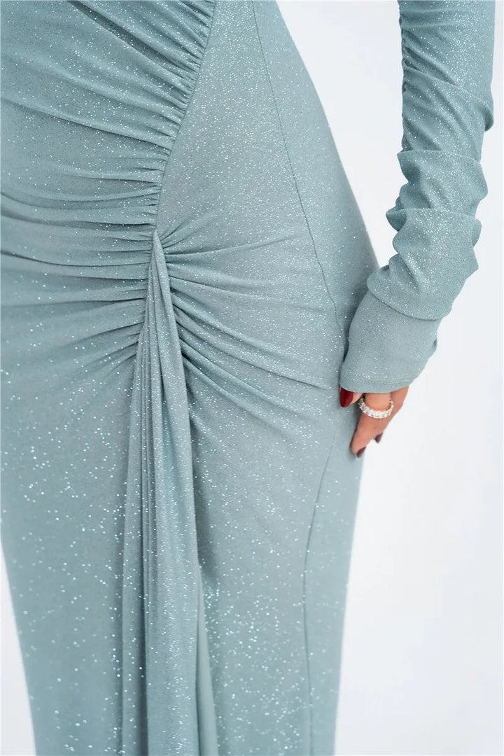Sequin maxi dress with ruching design - Nofya