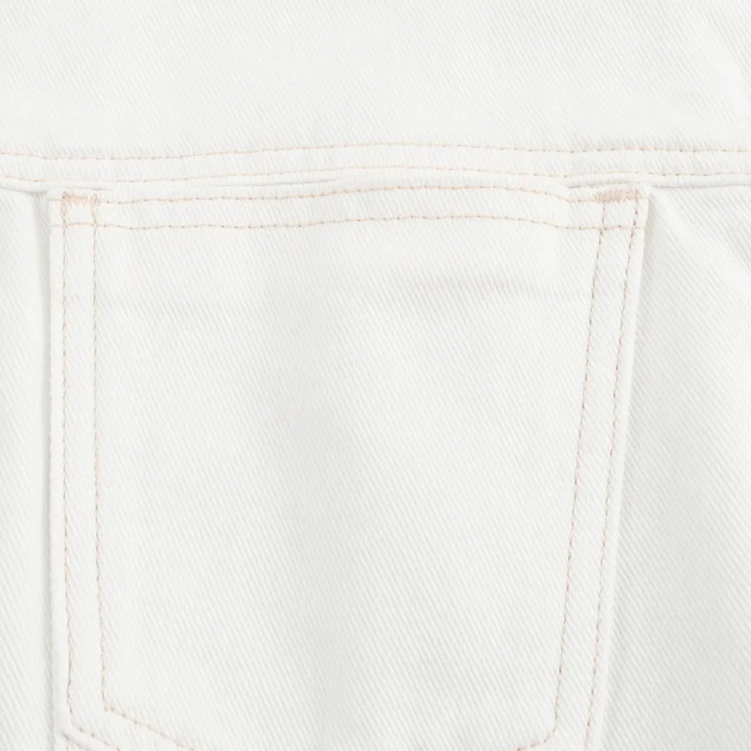 Two-Piece White Denim Set with Mini Skirt Pants and Buttoned Polo Collar Blazer - Genesis