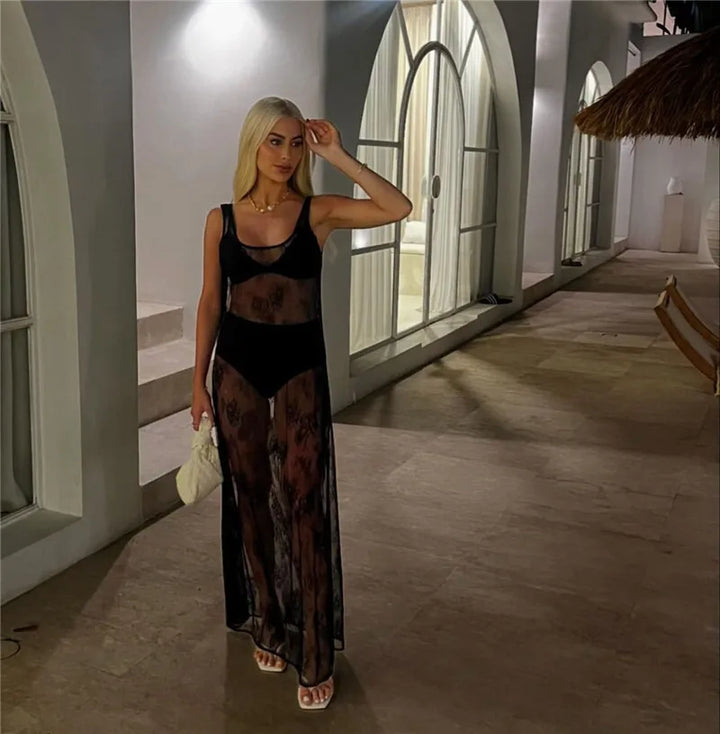 Transparent Lace Maxi Beach Dress - Sasha