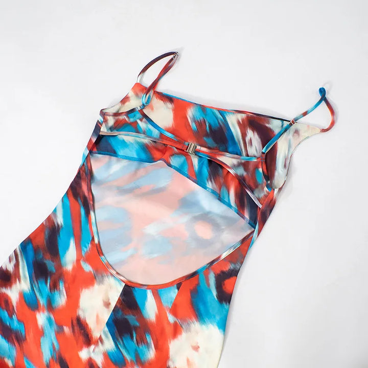 Colorful Satin Maxi Dress - Skylar