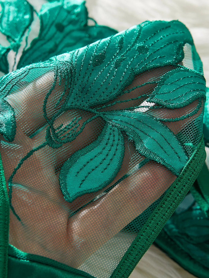 Sheer Set with Leaf Embroidery - Molly