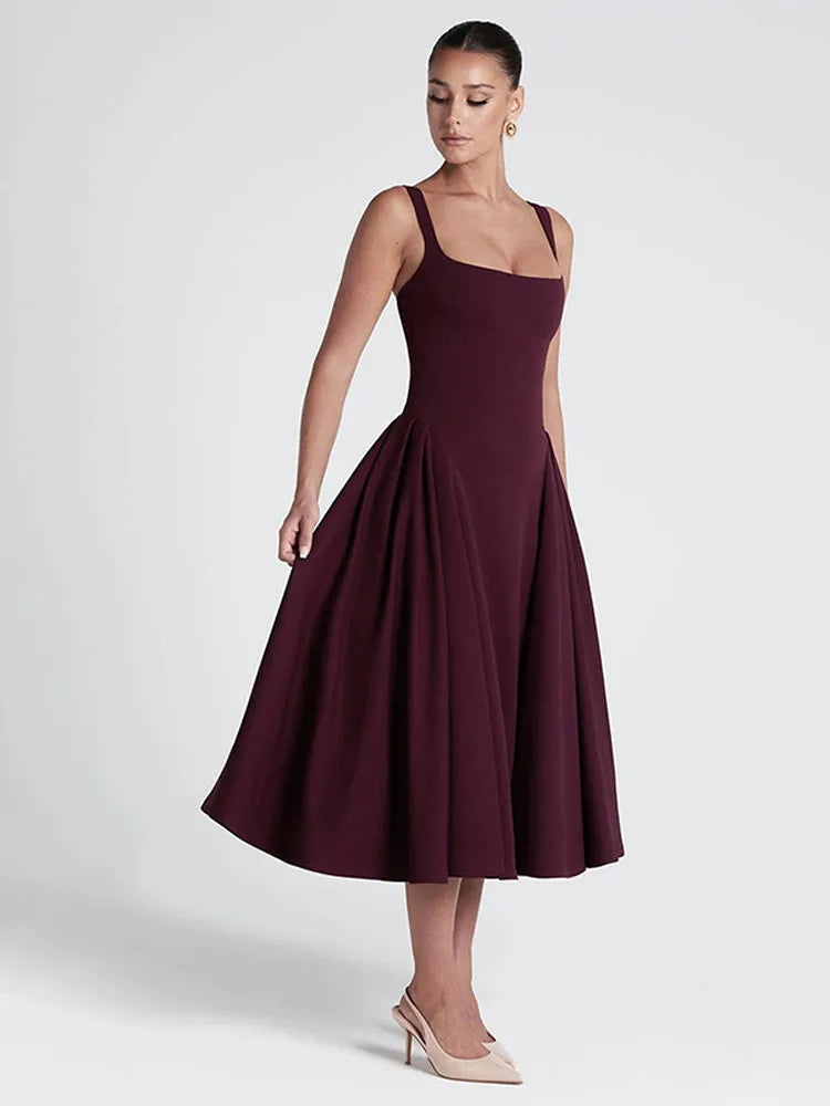 Elegant Midi A-Line Dress - Saar