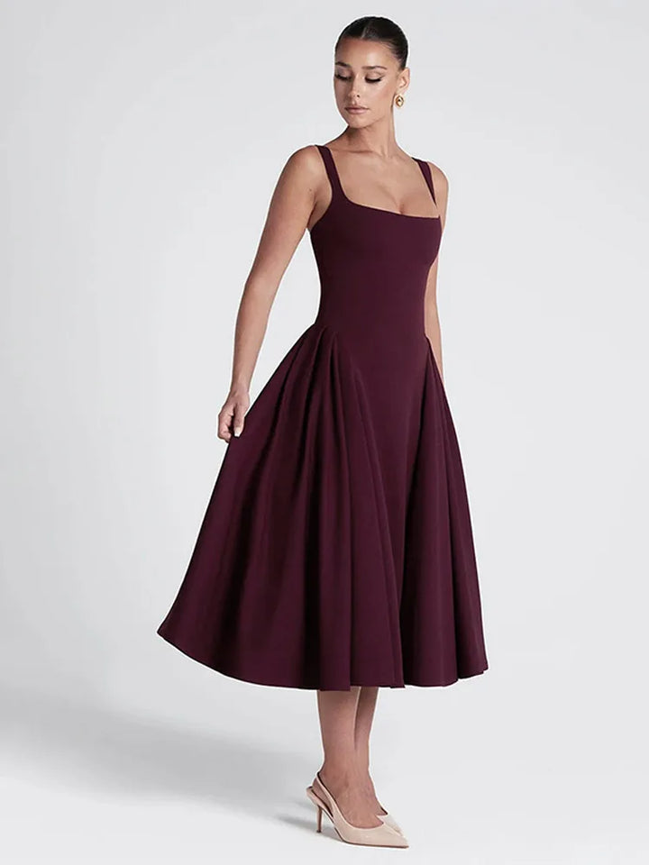 Elegant Midi A-Line Dress - Saar