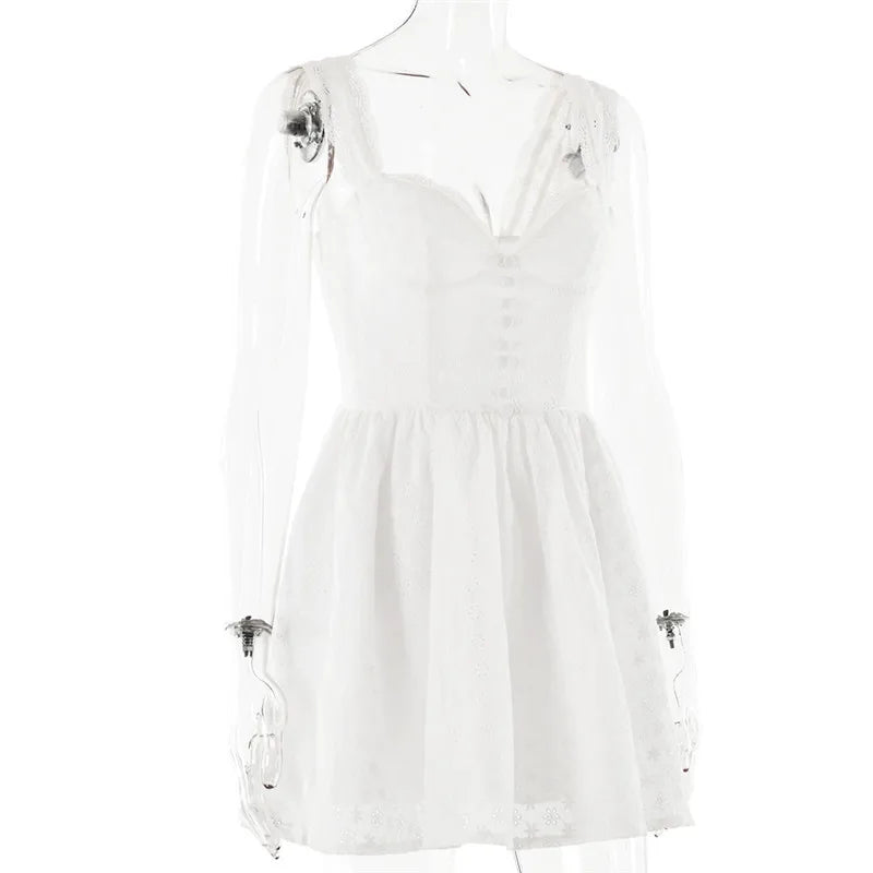 Country-style A-line mini dress with floral embroidery - Amanda
