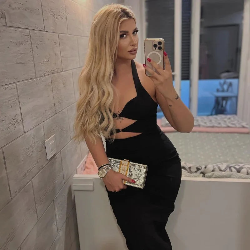 Maxi Dress with Cutouts and Open Back Design - Sabrina