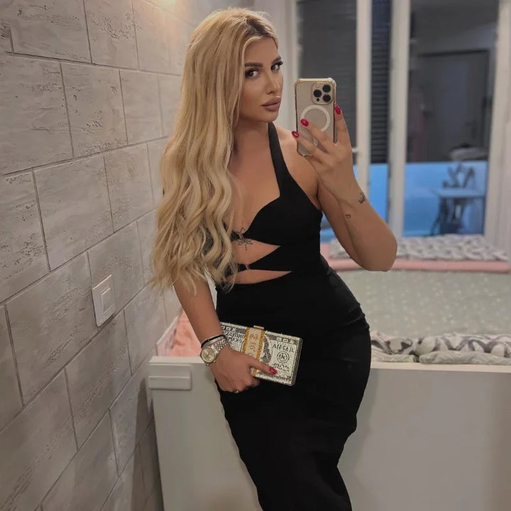 Maxi Dress with Cutouts and Open Back Design - Sabrina